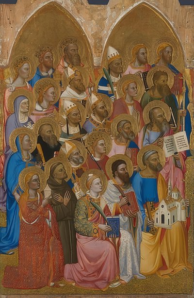 聖人を崇拝（サンピアマッジョーレ祭壇の翼）。 1370-71 作： Jacopo di Cione