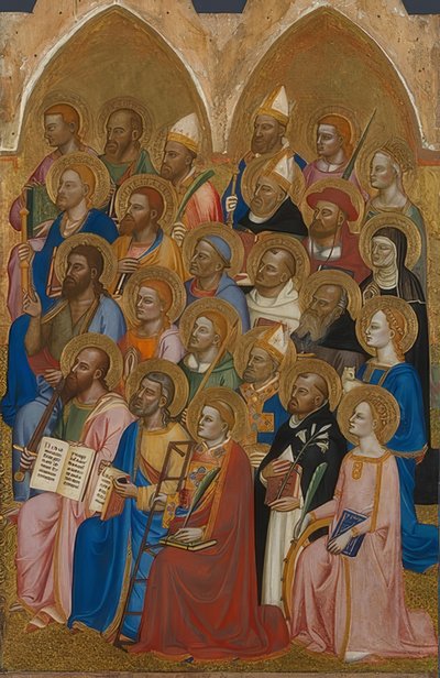 聖人を崇拝（サンピアマッジョーレ祭壇の翼）。 1370-71 作： Jacopo di Cione