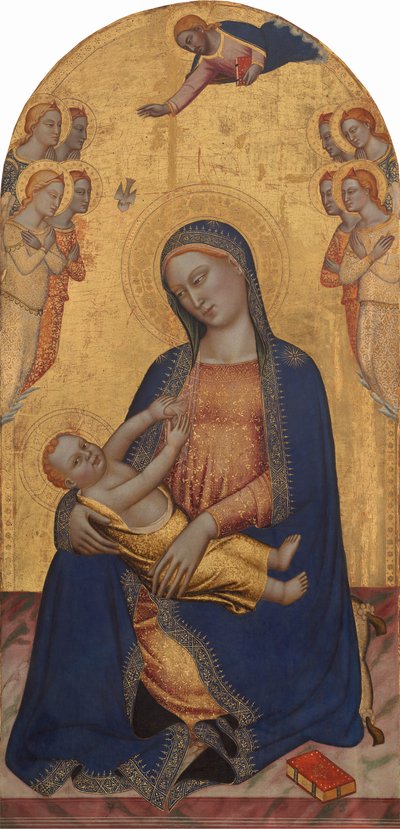 聖母子と父なる神の祝福と天使たち、c. 13701375。 作： Jacopo di Cione