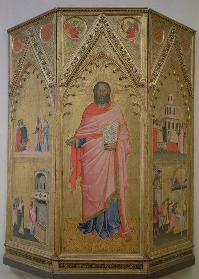 聖マタイと彼の人生の場面（パネル上のテンペラ） 作： Jacopo di Cione