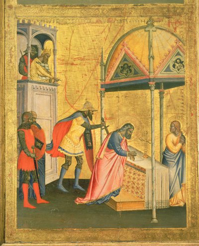 聖マタイの祭壇画と彼の生涯からの場面からの聖マタイの殉教、c.1367-70（パネル上のテンペラ） 作： Jacopo di Cione