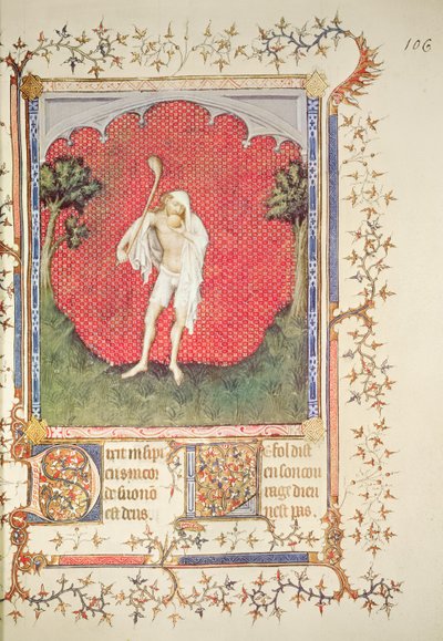 Fr 13091 f.106「ジャン・ド・ベリーの詩篇」からのばか、c.1386 作： Jacquemart de Hesdin