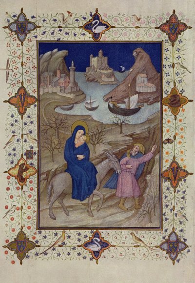 MS 11060-11061ノートルダムの時間：ヴェスパーズ、エジプトへのフライト 作： Jacquemart de Hesdin