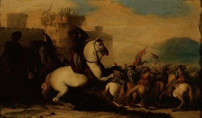 砦の外での騎兵隊の交戦 作： Jacques Courtois