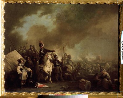「包囲中の軍事キャンプ」（包囲中の軍事キャンプ）ジャック・クルトワ・ディット・ル・ブルギニョン（1621-1676）による絵画17世紀国立野外博物館ツァールスコエ・セロー、サンクトペテルブルク 作： Jacques Courtois