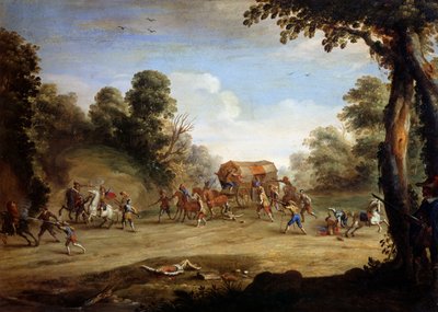 兵隊の生活、馬車の袋詰め（銅に油彩 作： Jacques (after) Callot