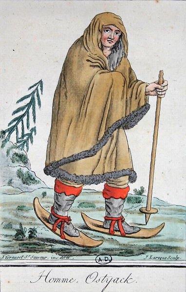 スキーを履いたオスティアック人 作： Jacques (after) Grasset de Saint Sauveur