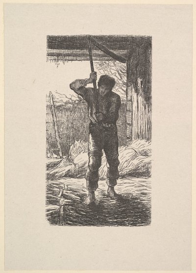 小麦を脱穀する男（1853年 作： Jacques Adrien Lavieille