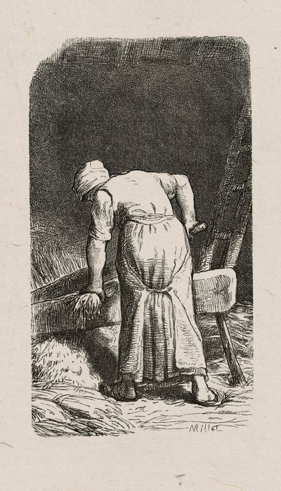 亜麻を砕く女 作： Jacques Adrien Lavieille