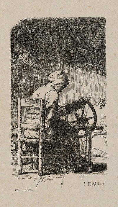 紡ぐ女 作： Jacques Adrien Lavieille