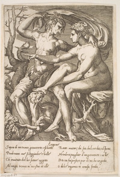 バッカスとエリゴネ 作： Jacques Androuet Ducerceau d.Æ.