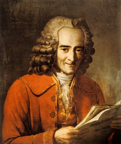 Francois Marie Arouet, dit Voltaire (1694-1778) フランスの作家、哲学者 (リトグラフ) 作： Jacques Augustin Catherine (after) Pajou
