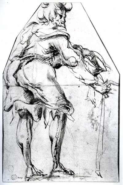 帽子と棒を持った乞食」（紙にペンとインク 作： Jacques Bellange
