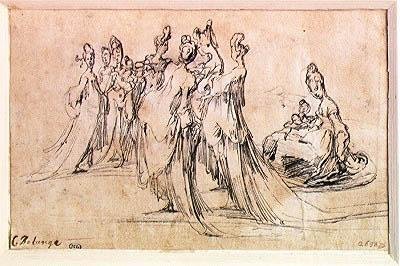 女性のグループ（紙にペンとインク） 作： Jacques Bellange