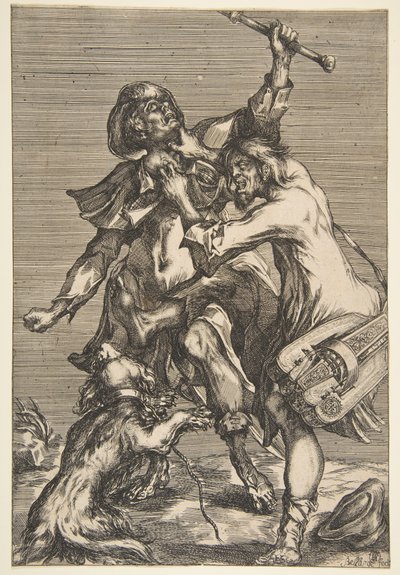 2つの格闘乞食、1612-16。 作： Jacques Bellange