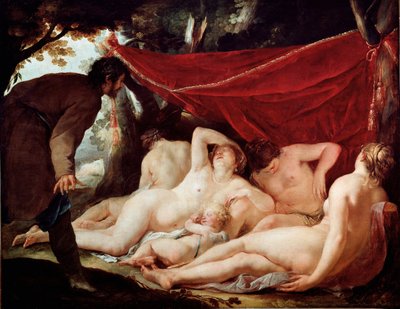 来て、死人に驚くグレイセスたち。ジャック・ブランシャール(1600-1638)の絵画。薄さ：170x218cm。ルーヴル美術館 作： Jacques Blanchard