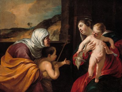 聖エリザベスと幼児洗礼者聖ヨハネと聖母子、162829。 作： Jacques Blanchard