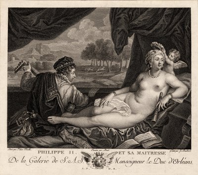 フィリップ2世とティツィアーノの後のミストレス、c。 1780 作： Jacques Bouillard