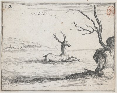 水の中の雄鹿 - いいえ。 シリーズから12 作： Jacques Callot
