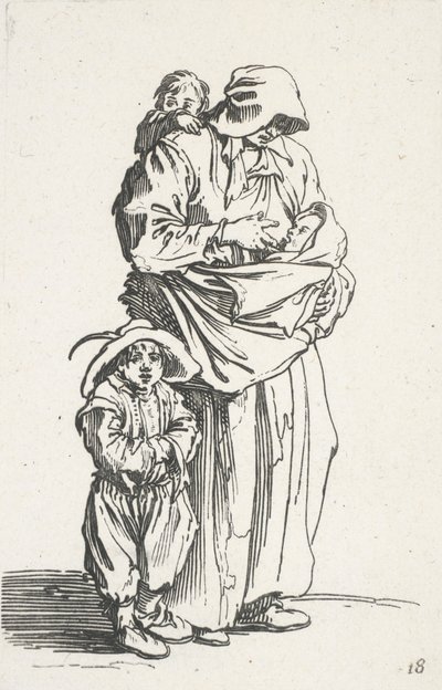 The Beggars (La mere et ses trois enfants) の母親と 3 人の子供 作： Jacques Callot