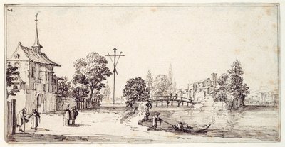 川沿いの道（紙にペン、茶インク 作： Jacques Callot
