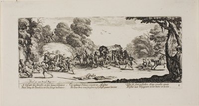 コーチへの攻撃、『戦争の悲惨さ』のプレート 8 作： Jacques Callot