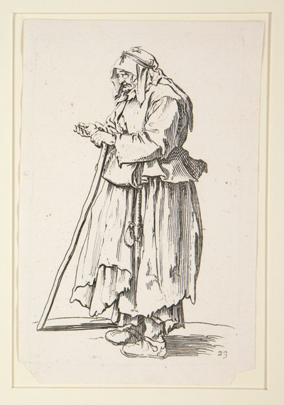 The Beggars より、施しを受ける物乞いの女性 作： Jacques Callot