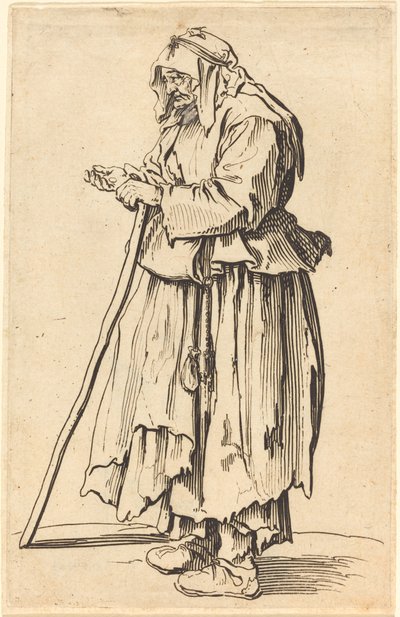 チャリティーを受け取る物乞いの女性 作： Jacques Callot