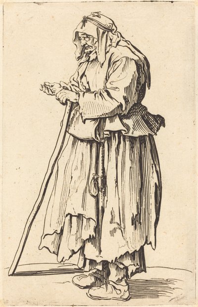 チャリティーを受け取る物乞いの女性、c。 1622年。 作： Jacques Callot