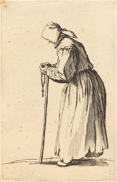 ロザリオを持った物乞いの女 作： Jacques Callot