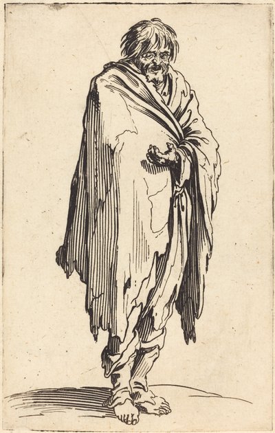 頭と足をむき出しの物乞い 作： Jacques Callot