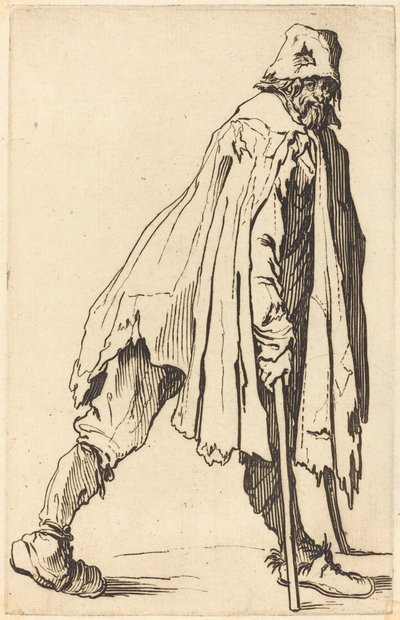 松葉杖と帽子をかぶった乞食 作： Jacques Callot