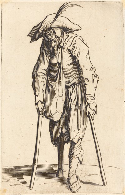 木製の脚を持つ乞食、c。 1622年。 作： Jacques Callot