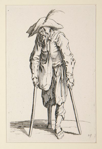 The Beggars (Le mendiant a la jambe de bois) からの木製の脚を持つ乞食 作： Jacques Callot