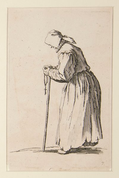 The Beggars (La mendiante aux rosaire) のロザリオを持った物乞いの女性 作： Jacques Callot