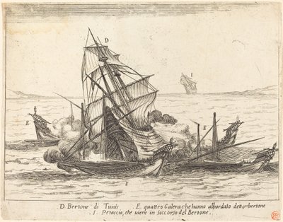 ベルトーネ号の乗船、1617 年。 作： Jacques Callot