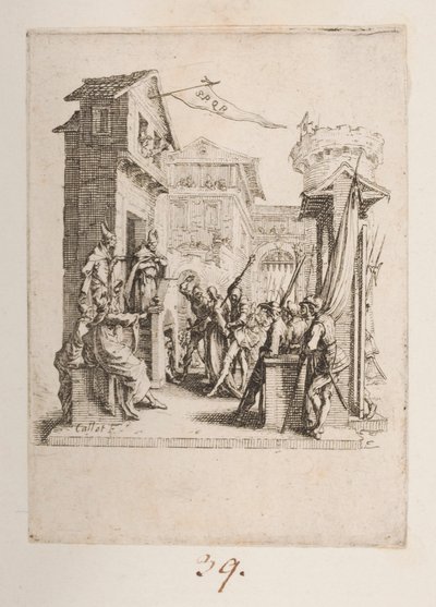 キリストはカイフの前に連れて行かれた、いいえ。 La Petite Passion からの 11 件中 7 件 作： Jacques Callot