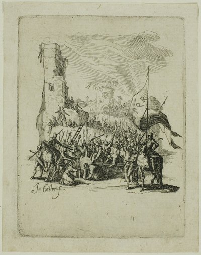 十字架を背負うキリスト（『小さな受難』より 作： Jacques Callot