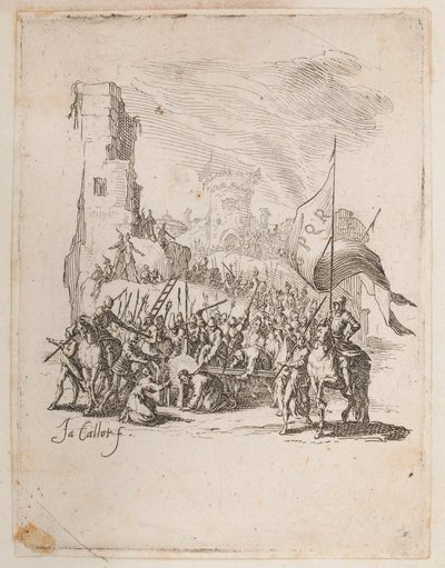 十字架を背負ったキリスト、いいえ。 La Petite Passion からの 11 の 10 作： Jacques Callot