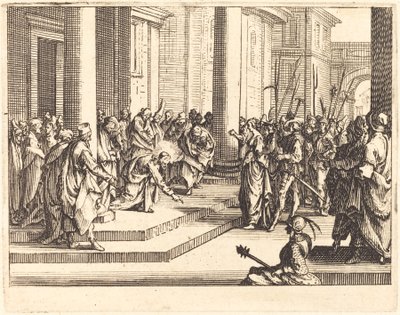 キリストと姦通に連れて行かれた女、1635年。 作： Jacques Callot
