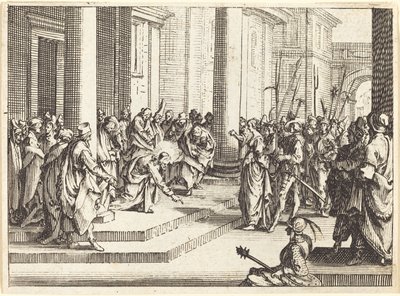 キリストと姦通に連れて行かれた女、1635年。 作： Jacques Callot