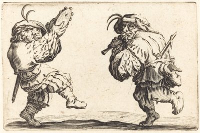 フルートとタンバリンを持つダンサー、c。 1622年。 作： Jacques Callot