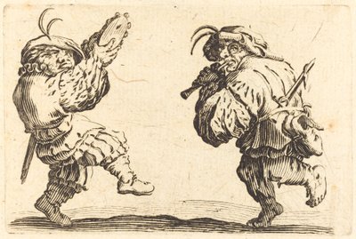 フルートとタンバリンを持つダンサー、c。 1622年。 作： Jacques Callot