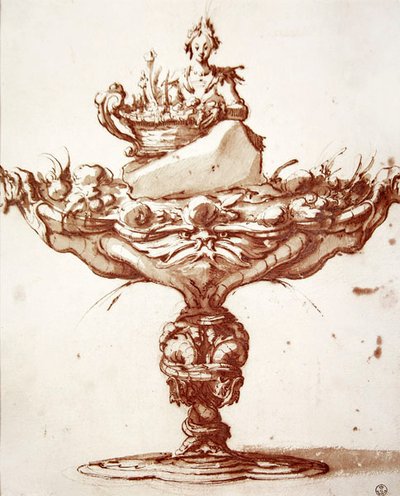 噴水のデザイン（紙にインクとウォッシュ） 作： Jacques Callot
