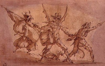 悪魔の三銃士（紙にペンとインク 作： Jacques Callot