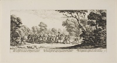 戦争の悲惨さ』より「犯罪兵士の発見」第9版 作： Jacques Callot