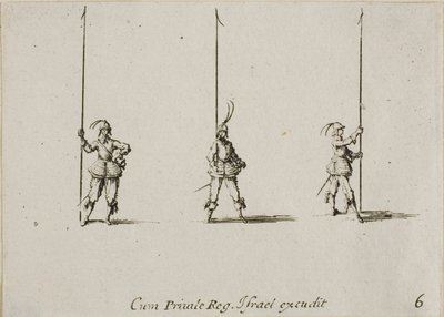 突き出たパイクでドリル、「軍事演習」のプレート 6 作： Jacques Callot