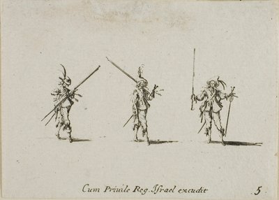 ティルテッド・パイクスでの訓練、「軍事演習」のプレート 5 作： Jacques Callot