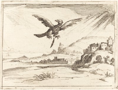 古い羽を失うワシ、1628年。 作： Jacques Callot