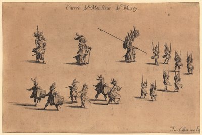 毛皮縁の外套を着て背中で手を組む紳士、連作『貴族』第7図版 作： ジャック・カロ